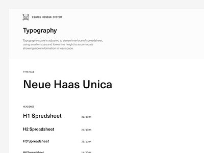 Cell · Equals Design System design system equals spreadsheet typography ui