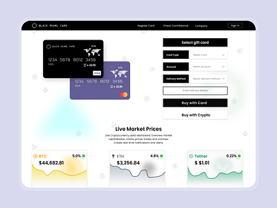 BLACK PEARL CARD Landing Page UI asik mahmud hassan concept crypto design graphic design logo ui ux web