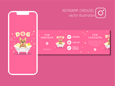 Instagram carousel for grooming salon adobe illustrator design dog graphic design grooming grooming salon illustration instagram instagram carousel vector