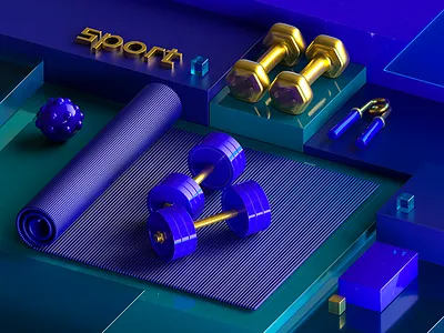 Sports 3d c4d dumbbells render sports training