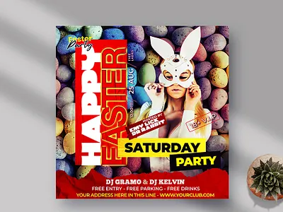 Happy Easter Day Instagram Banner (PSD) club flyer design dj easter easter party event flyer flyers happy easter day party