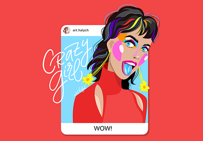 Crazy girl Vector illustration affinity affinity designer characters design face girl illustration ipad portrait stylisation vector woman