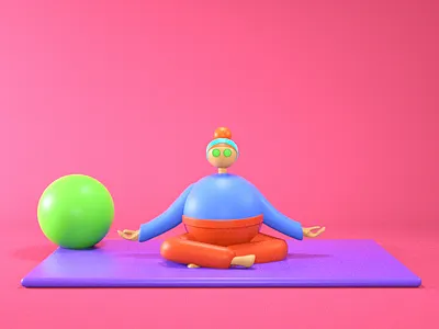 YOGA 3d 3d designer ball blue cinema 4d design exersize flat graphic design green gym hair hand illustration leg orange pink purple ui yoga