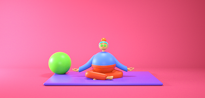 YOGA 3d 3d designer ball blue cinema 4d design exersize flat graphic design green gym hair hand illustration leg orange pink purple ui yoga