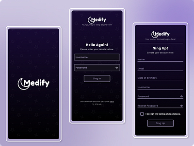 DailyUI Day 01 - Medify Login page app design dailyui design meditation mobile ui ux