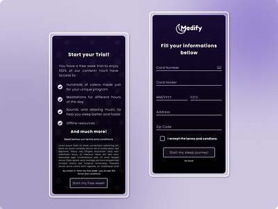 DailyUI Day 2 - Medify Credit Card Checkout app design branding dailyui design illustration logo meditation mobile ui uiuxdesigner ux