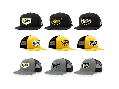 Valley Baseball Trucker Hats Mockup badge baseball design mock mockup patch sports