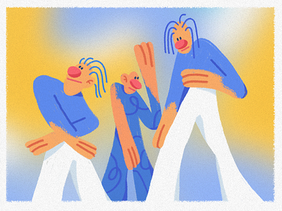 Sad dance art brush card character illustration ps