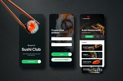 Sushi Club App app design sushi ui ux