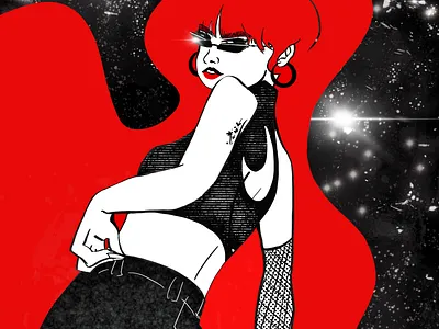Fashion Icon (she’s a legend) 2d illustration 2d woman black and red color palette digital design digital drawing fashion fashion illustration female illustration illustration limited colors people illustration poses posing procreate procreate illustration woman illustration