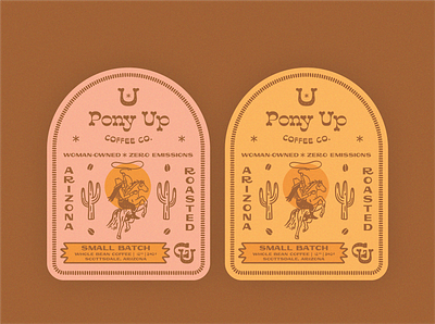 Pony Up Coffee Co. Label & Branding Design by Abby Leighton arizona branding coffee cowgirl desert label design logo design old roasters west western