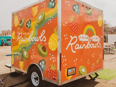 Moab Rainbowls Branding & Food Truck Wrap Design branding colorful desert design food truck fruit moab rainbow utah wrap