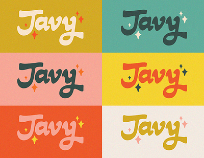 Javy Coffee Custom-Lettered Logo Design branding bright coffee colorful custom lettering logo mid century modern modern retro vintage