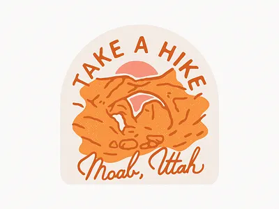 Take A Hike: Moab, Utah Sticker Souvenir Design arches badge design double arch moab national park retro souvenir sticker typography vintage