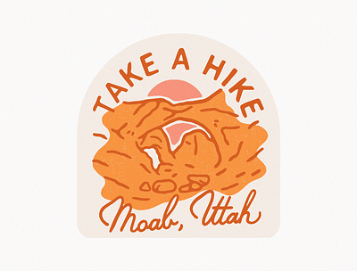 Take A Hike: Moab, Utah Sticker Souvenir Design arches badge design double arch moab national park retro souvenir sticker typography vintage