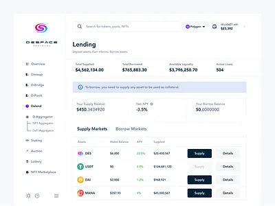 Delend blockchain crypto defi lending ui web web3