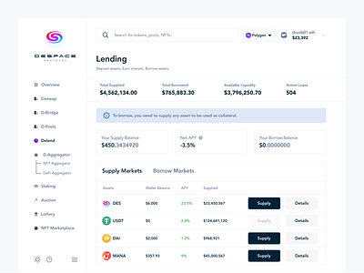 Delend blockchain crypto defi lending ui web web3