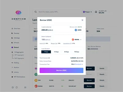 Lending: Borrow Modal blockchain defi design lending ui web web3