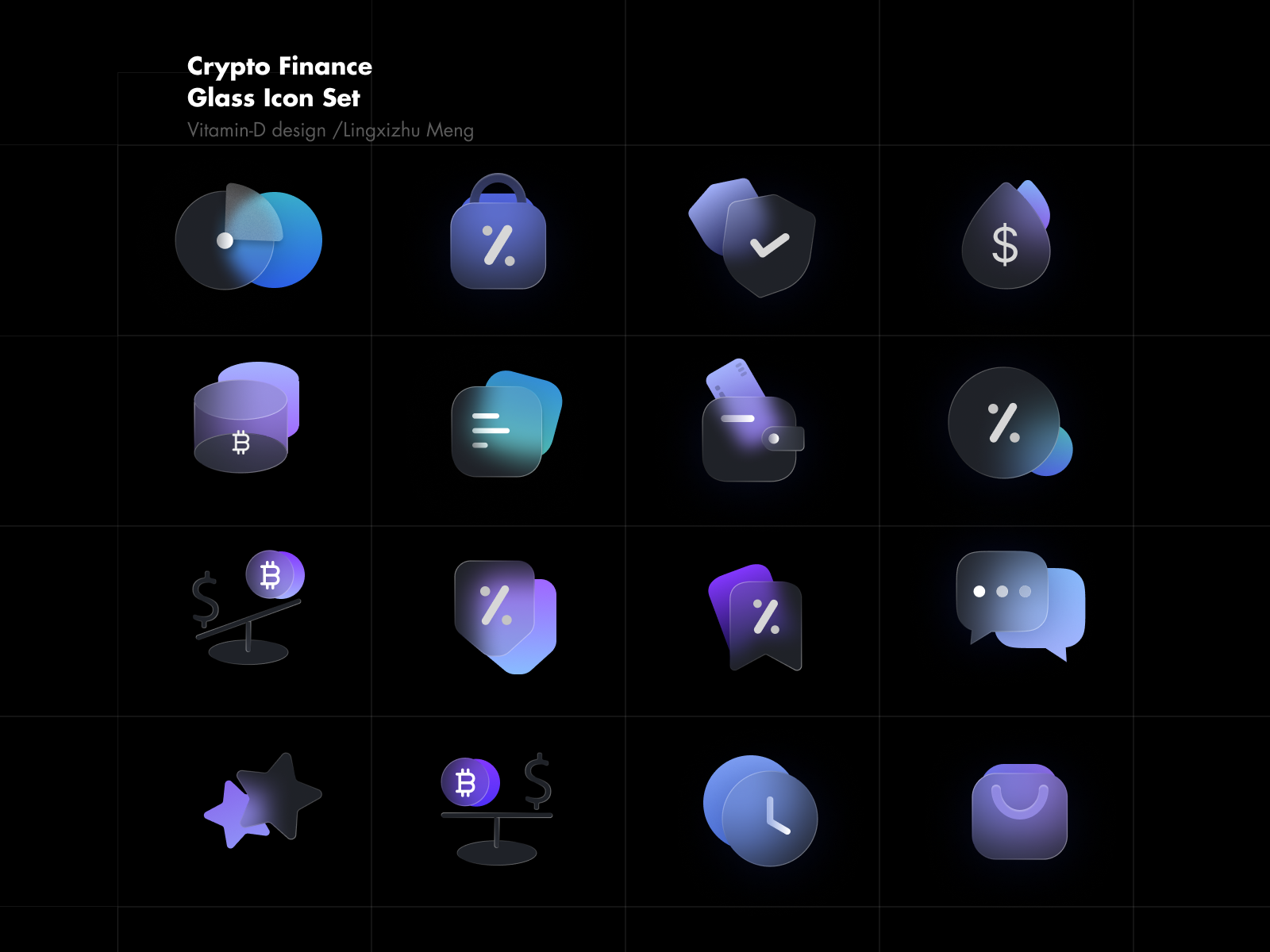 Crypto Finance Glass Icon Set by Vitamin D Design on Dribbble