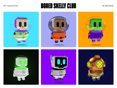 Bored Skelly Club NFT Collection 3d bored character club collection custom figure fun nft skeleton skelly space toy