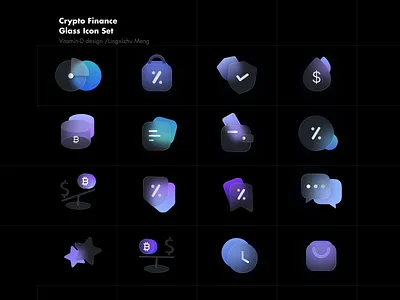Crypto Finance Glass Icon Set crypto design crypto finance defi icon