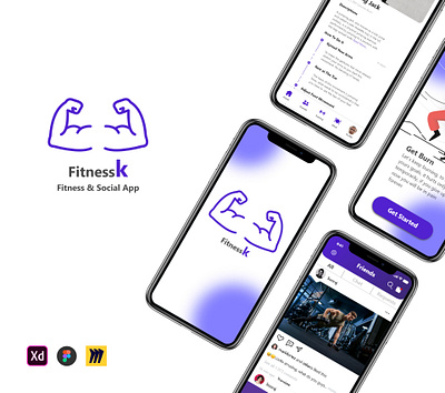 Fitnessk UI/UX case study fitness&social App casestudy figma fitness social ui userexperiance ux xd