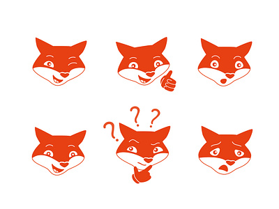 Emoji, fox mascot, cute character design for the company animal art cartoon character design cute drawing emoji emotions expression fear fox happy illustration line drawing lineart maskot minimal sad stickers vector