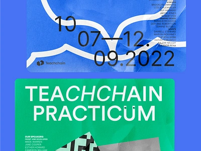 Branding materials for EdTech platform Teachchain | Lazarev. branding design developers event festival front end graphic design logo materials poster promotion speakers list typography vector