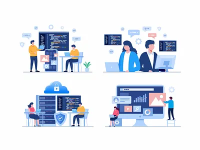 Programming & development vector illustration banner branding coding content design developer graphic graphic design illustration illustrator landing page logo programming project technology template ui ux vector website
