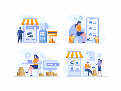 Shopping & e-commerce business vector illustration banner branding content design e commerce graphic graphic design illustration illustrator landing page logo project shopping technology template ui ux vector web design website
