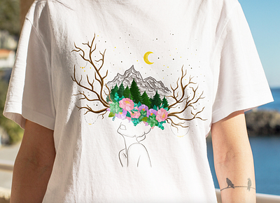 Nature Dreams apparel design astrology branding flower illustration illustration line art nature illustration t shirt design