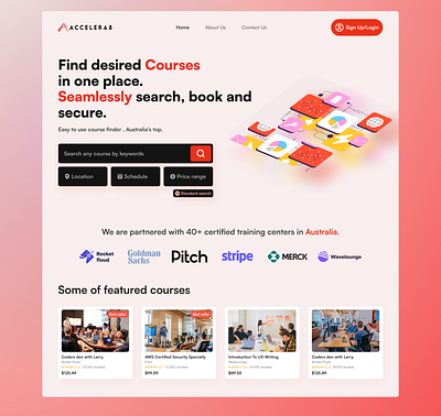 Accelera8 home page UI. app screen clean clean ui design educational platform illustration minimal research search app training search website ui ux ux writting