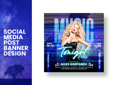 Party Social Media Design | Instagram Post | Party Banner banner dance party dj dj party facebook ads facebook post instagram ads instagram post night patry party party ads party flyer social media ads social media banner social media post