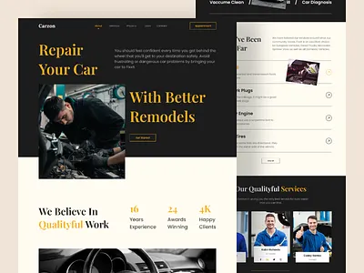Car Repair Landing Page car clean ui creative design figma landing page minimal modern design remodels repair responsive trendy design ui uidesign uiinspiration uitrends ux uxdesign uxinspiration web design website design
