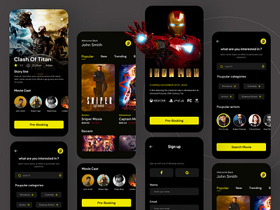 Movie Streaming Mobile App app ui booking app cinema app cinematic cpdesign creativepeoples landing page marvel studio mobile mobile app movie booking movie streaming mobile app movies netflix streaming streaming app ticket booking ticket booking app trending tv app