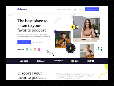 Podcast website Design audio clean design hero inspiration landing page mental health minimal podast podcast platform podcasting podcasts spotify saas streaming ui uiux ux