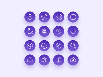 Location Icons app clean design earth icon icons illustration location locations map mobile navigation navigations pin purple ui ux world