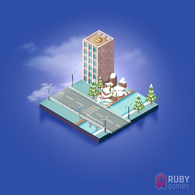 Isometric Map 2d city design game illustration illustrator isometric map snow vector