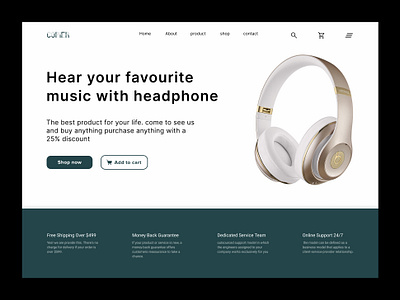 Headphone Product Hero Section! bitmatestudio design ecommerce headphones interection microsoft music typography u ux website