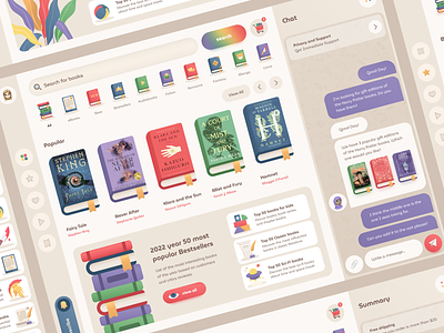 Book Store Concept 📚 books bookstore branding chat color concept dashboard dashboard design illustration interaction design product design ui ukraine ukrainian design ux visual design web web design