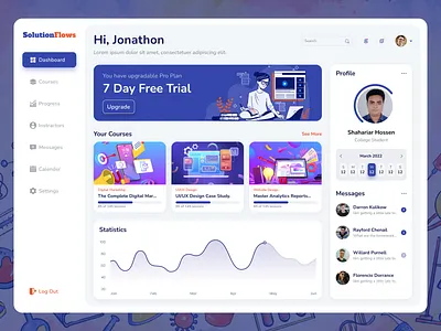 E-learning Dashboard branding clean dashboard deshboard design design e learning education deshboard ui userinterface ux web website design