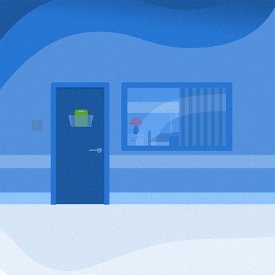 Hospital Hallway 2d animation blue branding design door hallway hospital illustration wavy window