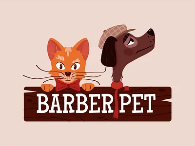 Barber pets adobe animals branding cat character cute design dog graphic design grooming illustration illustrator logo mobile personage pets