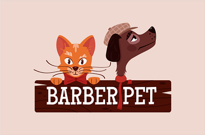 Barber pets adobe animals branding cat character cute design dog graphic design grooming illustration illustrator logo mobile personage pets
