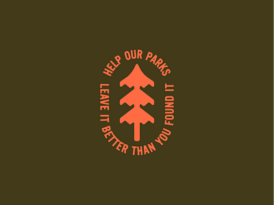 Help Our Parks badge branding camping hiking logo national park outdoors park retro tree