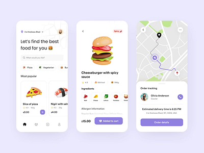 Food Order App 3d android animation app appdesign branding delivery design food illustration ios light logo mobile style ui ux