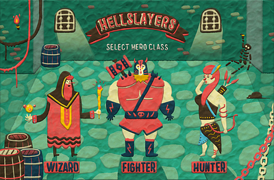 Hellslayers // Fake RPG Game 2d character design clay design digital art digital brush game game art illustration nft rpg ui wizard