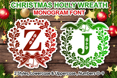 Christmas Monogram Font branding design display font f font graphic design illustration logo typography ui vector