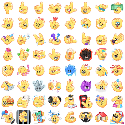 Hands emojis animation cartoon cha character character design emoji emojis hand hands icon mishax telegram