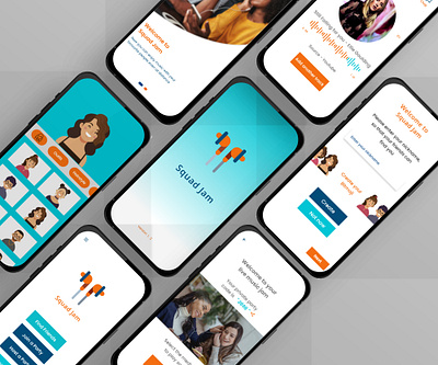 Squad jam (Music Share App) UI Design app design branding design graphic design logo mobile app design mobile ui typography ui uidesign ux vector